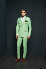 COSTUM CASUAL VERDE PASTEL WILLIAM DOUBLE BREASTED