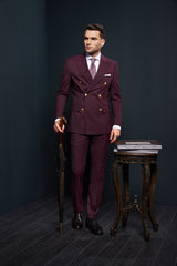 COSTUM CASUAL BUTGUNDY DUNGI MILES DOUBLE BREASTED