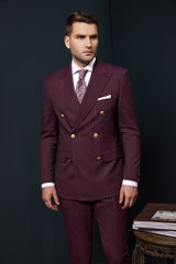 COSTUM CASUAL BUTGUNDY DUNGI MILES DOUBLE BREASTED