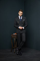 COSTUM CASUAL NEGRU DUNGI GEORGE DOUBLE BREASTED