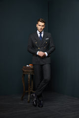 COSTUM CASUAL NEGRU DUNGI GEORGE DOUBLE BREASTED