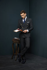 COSTUM CASUAL NEGRU DUNGI GEORGE DOUBLE BREASTED