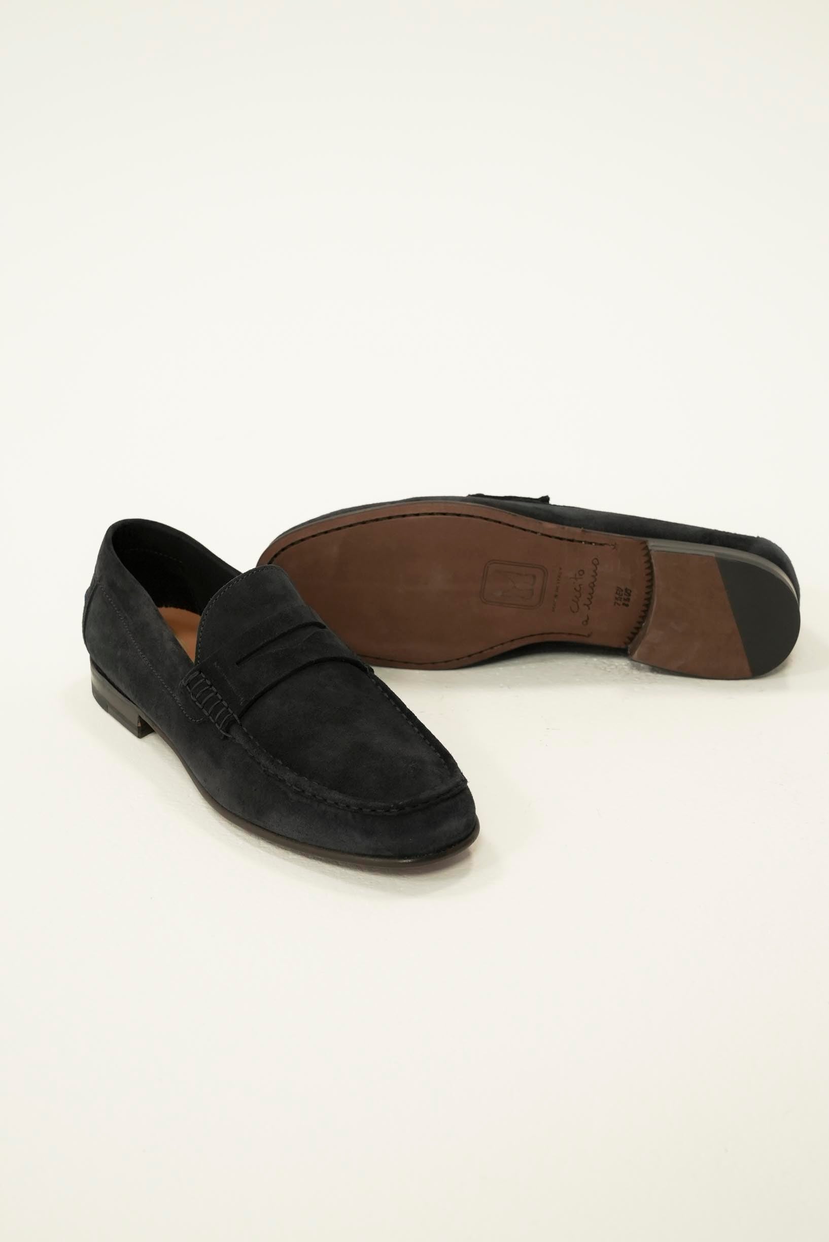 Mocasin penny loafer suede (piele întoarsă) negri – talpă joasă – Luis