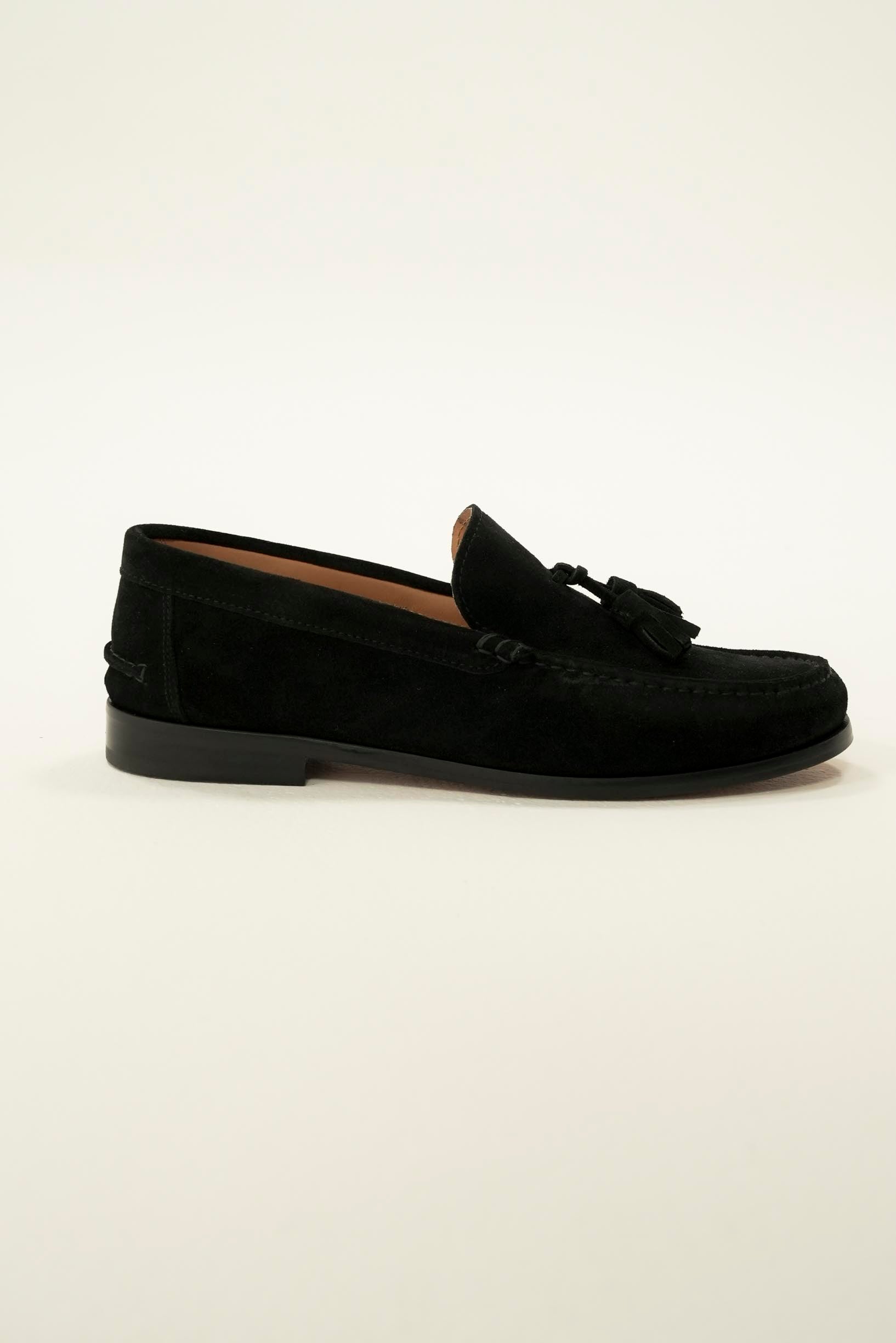 Pantofi Tassel Loafer suede (piele întoarsă) negri – talpă înaltă – Adam