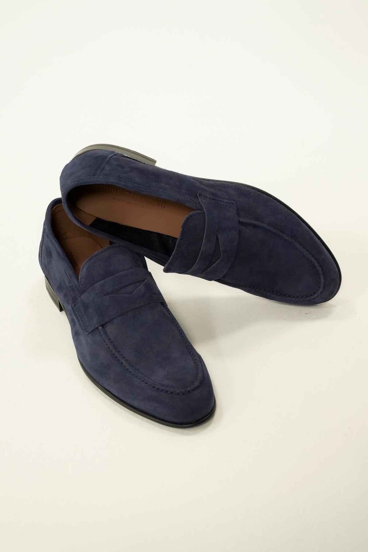 Belgian Penny Loafer Suede (piele întoarsă) bleumarin deschis – talpă joasă – Jasper