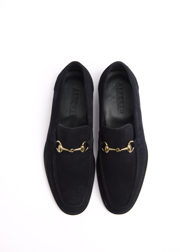 Loafers Eleganți din Piele Suede Bleumarin Ocean Storm